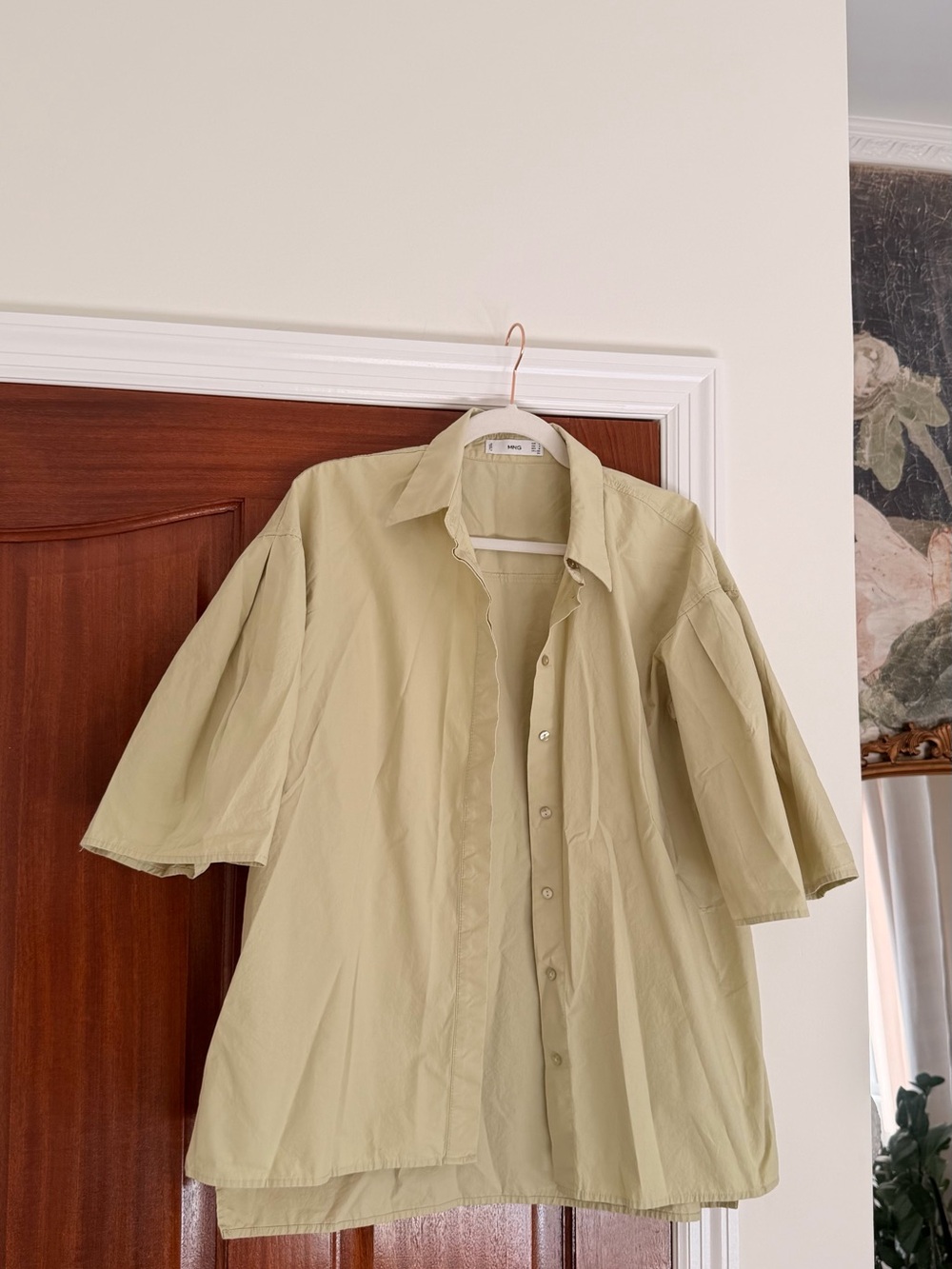 Mango Short-Sleeve Shirt  — Light Green